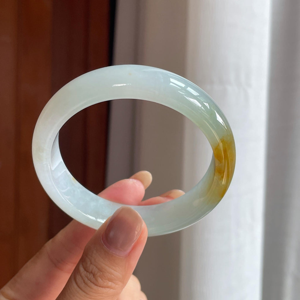 冰种黄翡翡翠平安镯(55.5mm)（yc420202）