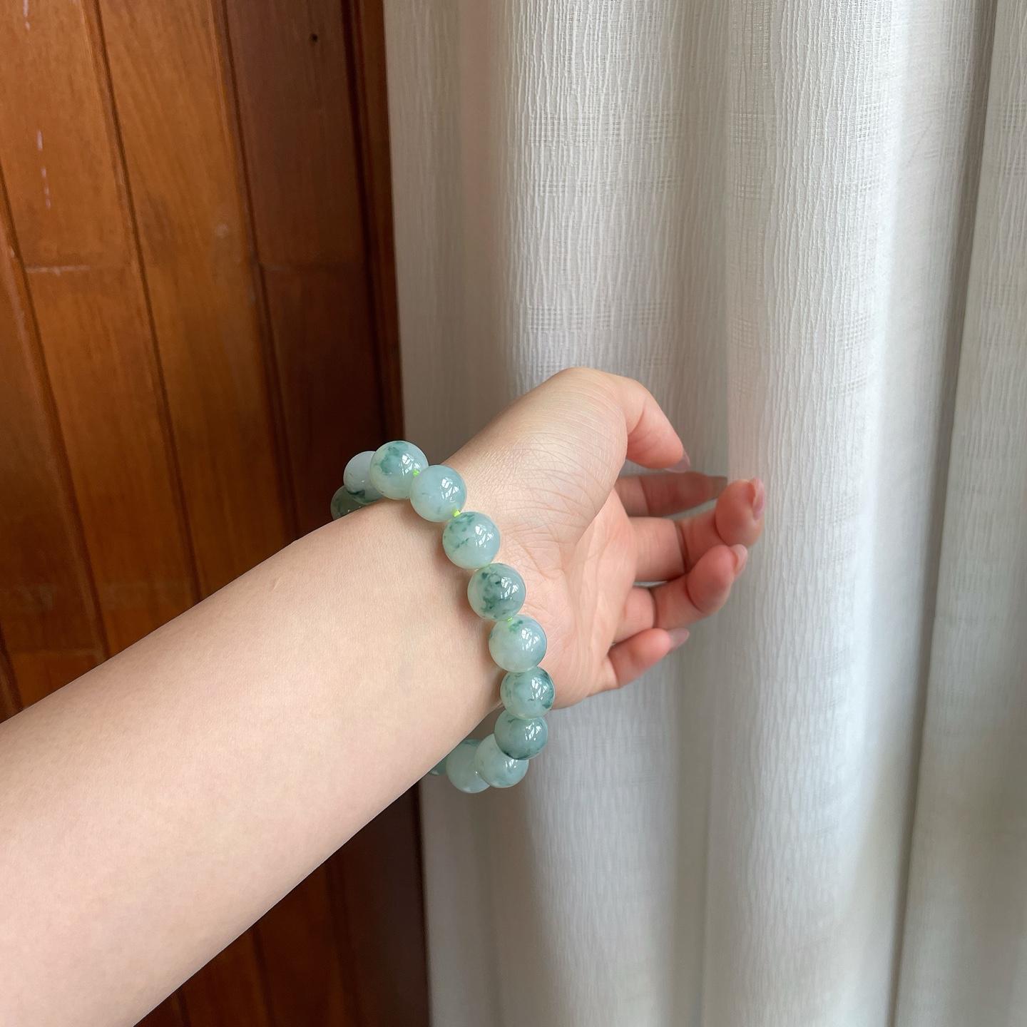 糯冰飘花翡翠手串珠串（yc287370）