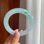 糯冰飘花翡翠圆条手镯（58mm)（yc380045）