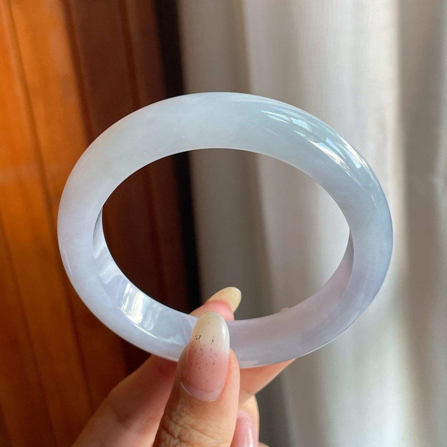 糯冰种紫罗兰翡翠平安镯（56mm）（yc220798）