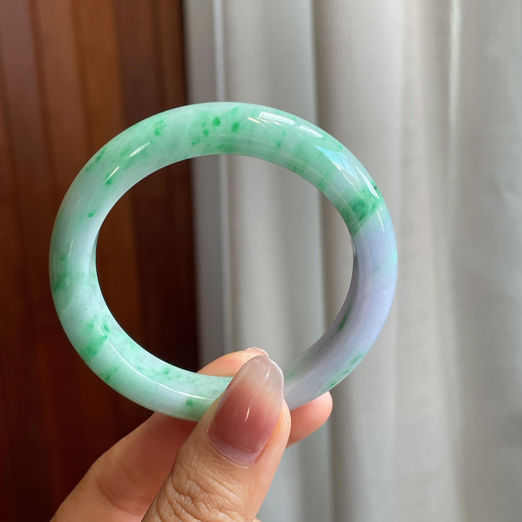 糯冰飘花翡翠平安镯（51.4mm）（yc316095）