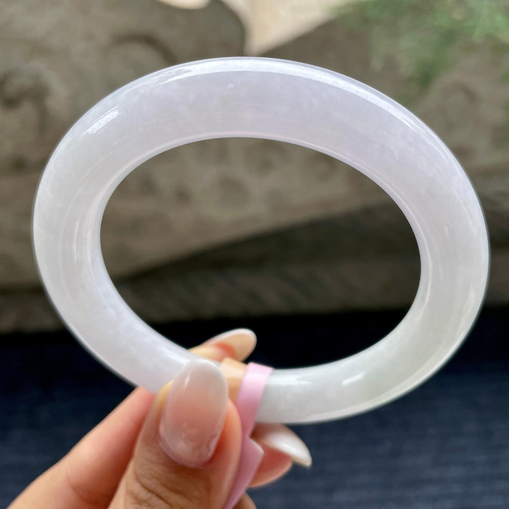 细糯种飘花圆条手镯56.8圈           天然缅甸A货翡翠（yc405541）
