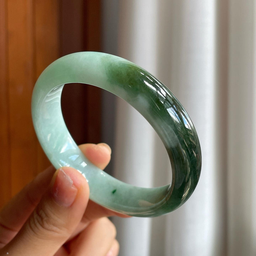 糯冰半山半水翡翠平安镯（55.5mm）（yc215238）