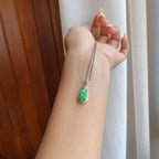 18k金钻镶冰种带色翡翠豆子（yc257832）