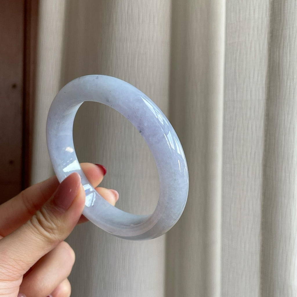 糯冰紫底带黄翡翡翠平安镯（58.2mm）（yc302426）