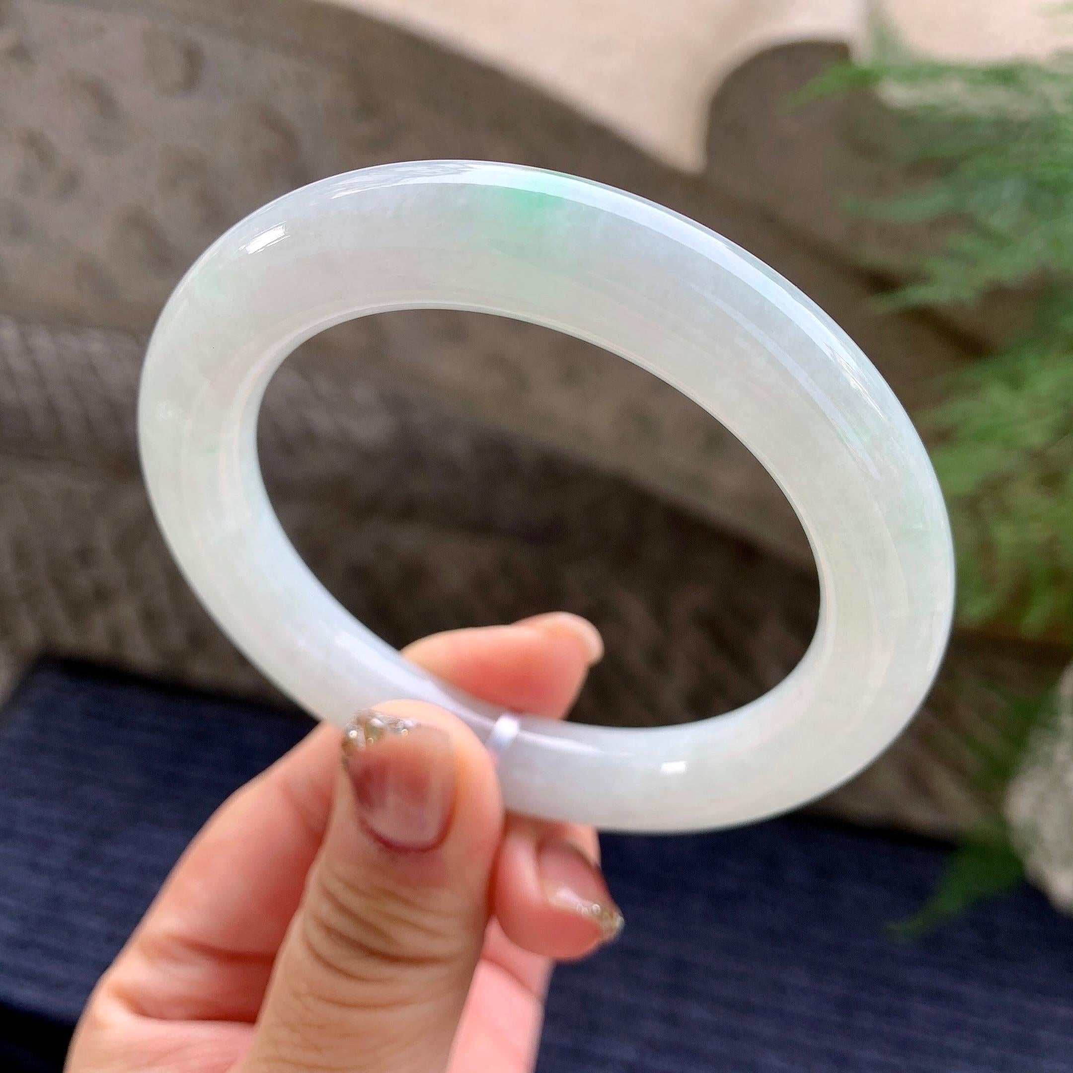 糯种飘翠绿圆条手镯（57mm）（yc277154）