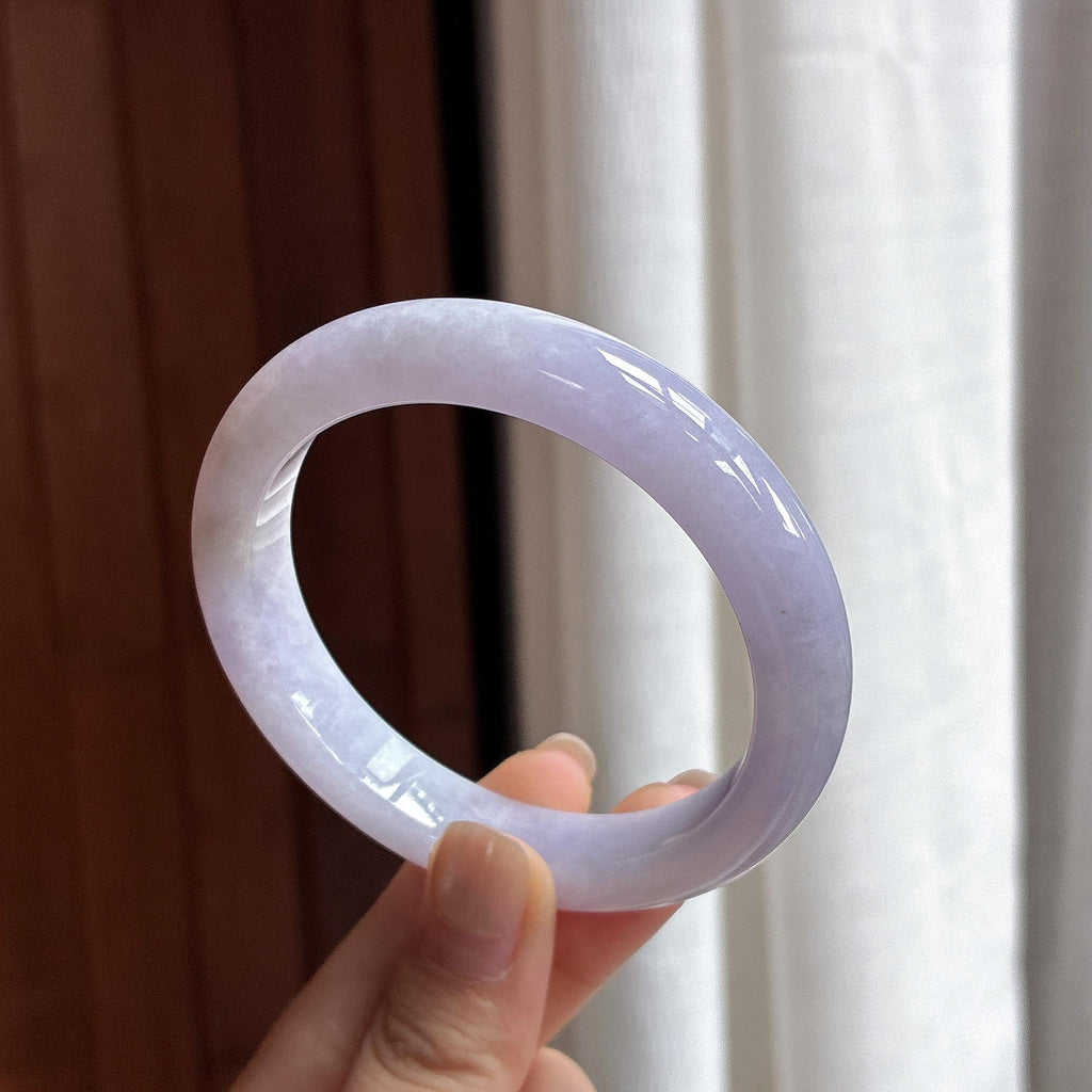 细糯种紫罗兰正圈平安镯 56圈 天然缅甸A货翡翠（yc481632）