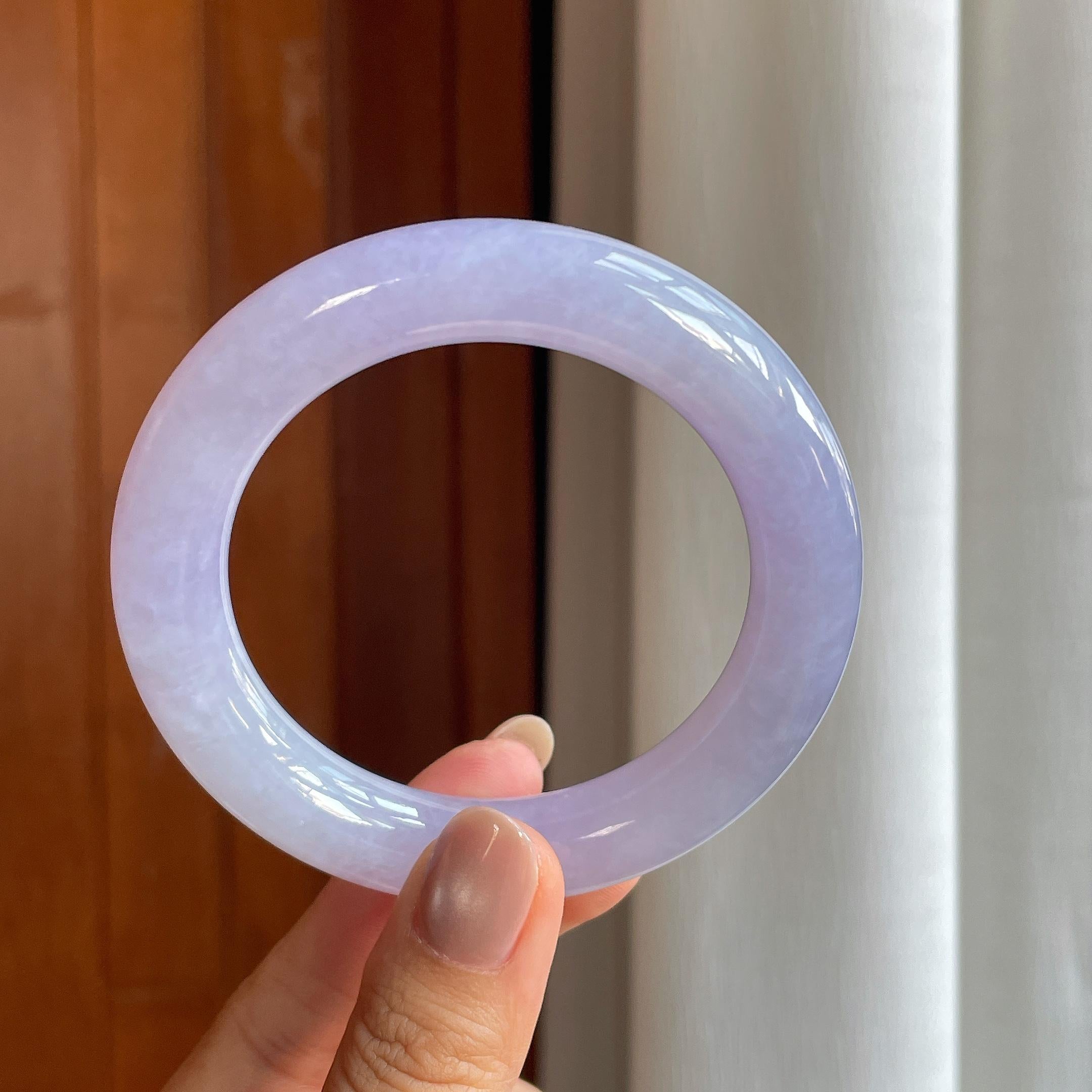 糯冰紫罗兰翡翠圆条手镯（56mm）（yc402779）