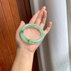 冰种飘花翡翠圆条手镯（55mm）（yc247650）