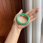 糯冰满绿翡翠圆条手镯（53.5mm）（yc407622）