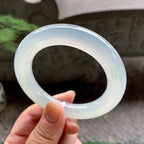糯冰种无色圆条手镯（55.3mm）（yc195370）
