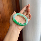糯冰带色翡翠圆条手镯（56mm）（yc225114）