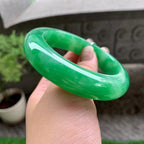 细糯种阳绿宽版轮胎手镯（59.3mm）（yc225046）