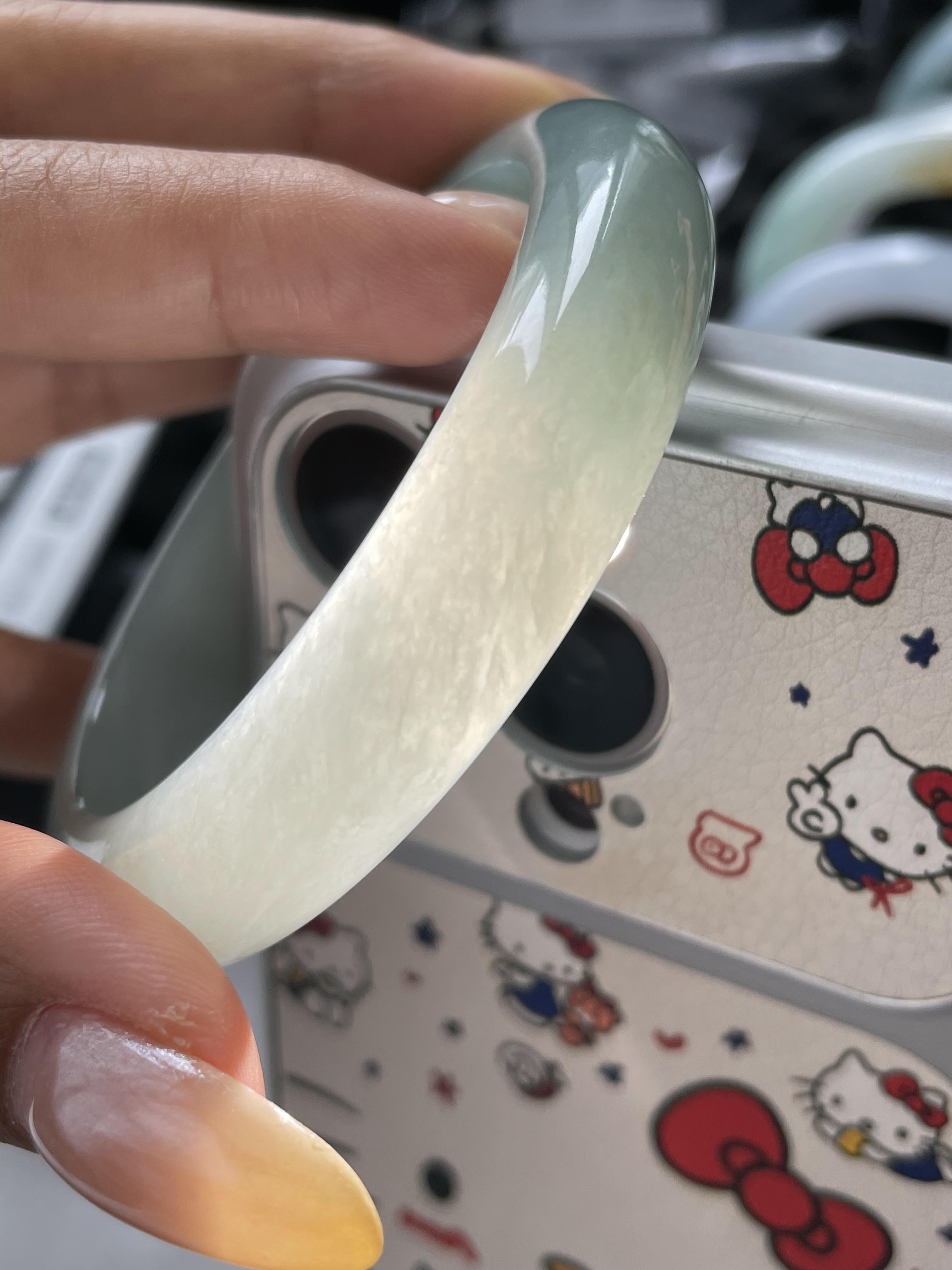 细糯种油青色正圈平安镯56圈 天然缅甸A货翡翠（yc473137）