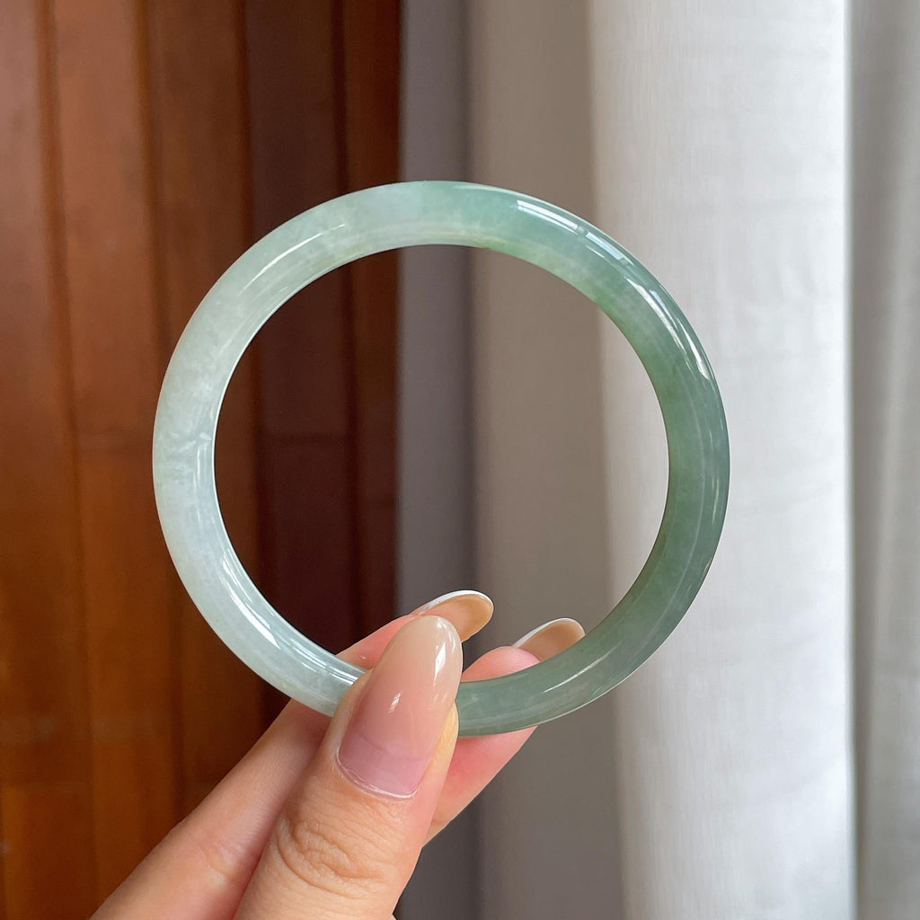 糯冰晴底翡翠圆条手镯（58.8mm)（yc424975）