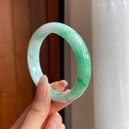 糯冰带色翡翠平安镯（55.7mm)（yc412169）