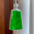 18k真金真钻镶糯冰满绿翡翠无事牌（yc266572）