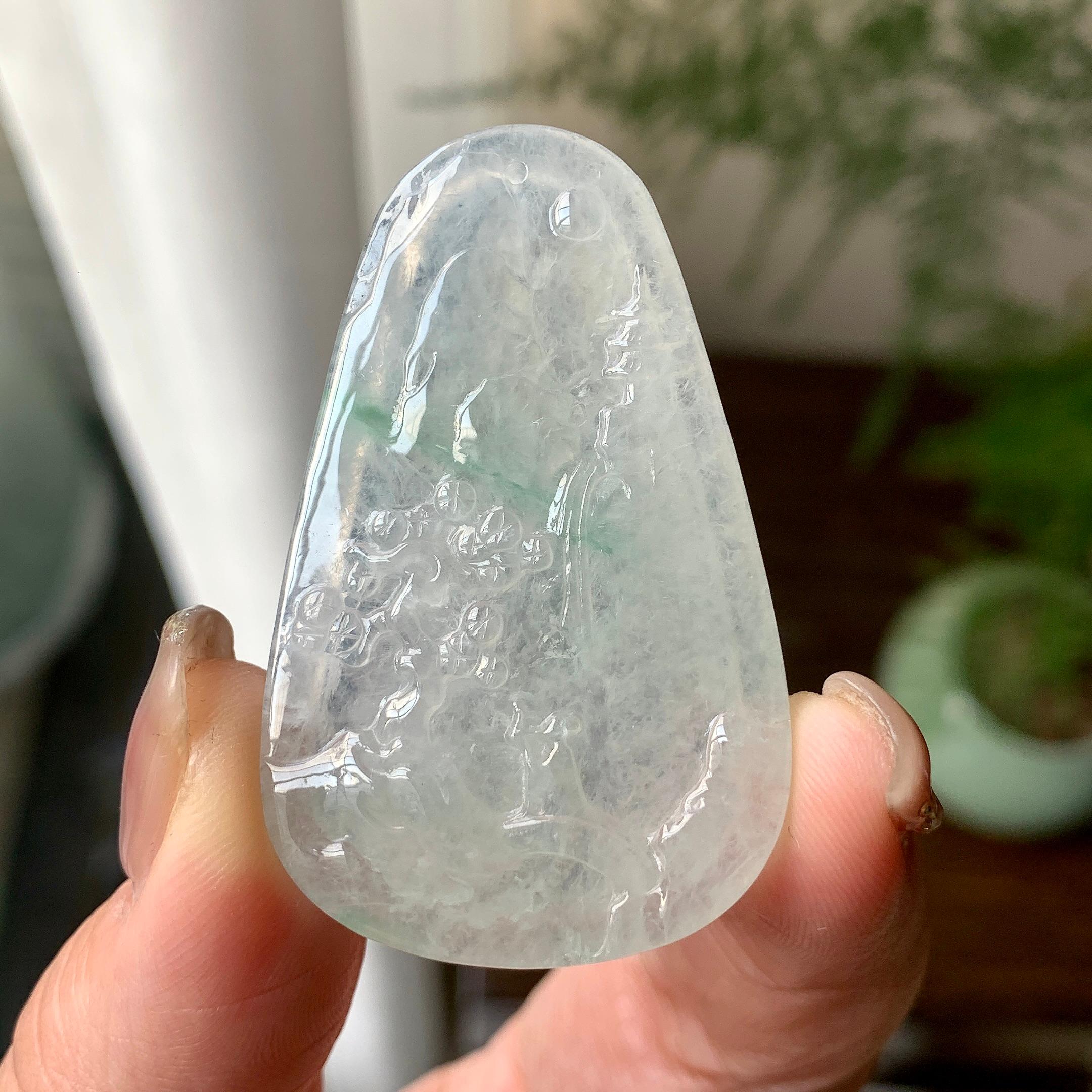 糯冰飘花山水牌挂件（yc284450）