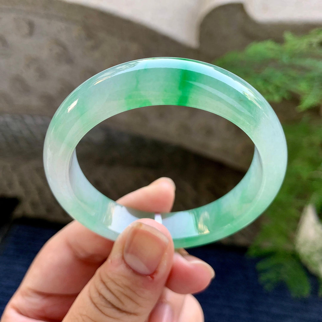 糯冰种飘绿洒金平安镯（51.2mm）（yc249463）