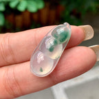 糯冰种飘蓝花福豆吊坠 天然缅甸A货翡翠（yc392767）