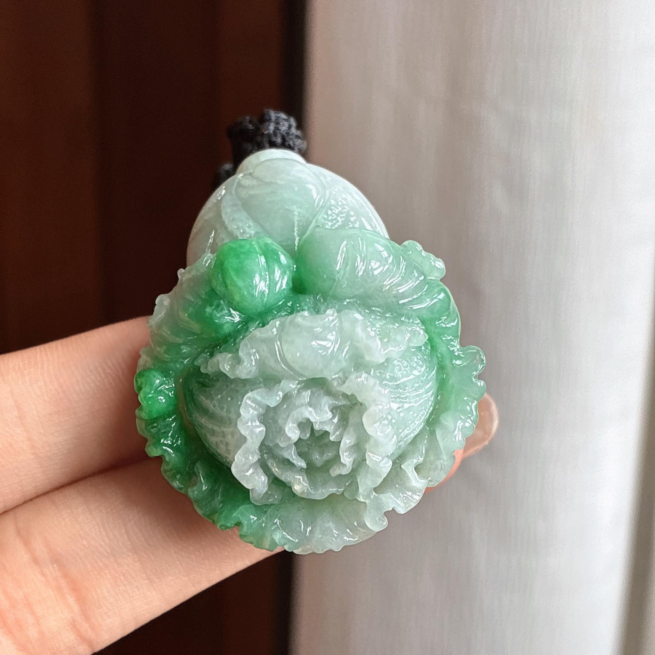 糯种带色白菜 百财 天然缅甸A货翡翠（yc457807）