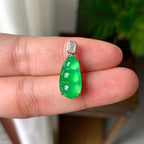 18K金钻镶冰种满绿福豆吊坠（yc257221）