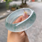 宽版轮胎镯    高冰种蓝底飘花宽版轮胎镯58.7圈       天然缅甸A货翡翠（yc378730）