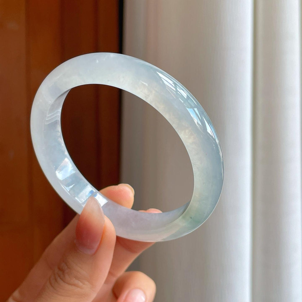 冰种飘花翡翠平安镯（57.7mm)（yc310958）