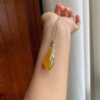 18k金扣冰种黄翡翡翠随型挂件（yc251060）