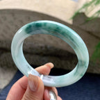 细糯种飘蓝花正圈平安镯  58.3圈口  天然缅甸A货翡翠（yc436255）