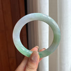 糯冰飘花翡翠圆条手镯 55圈（yc436452）