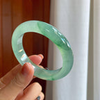 冰种飘花翡翠平安镯（56.5mm）（yc283307）