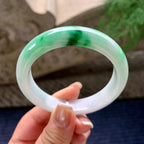 细糯种飘绿花正圈平安镯 55.2圈口 天然缅甸A货翡翠（yc372339）