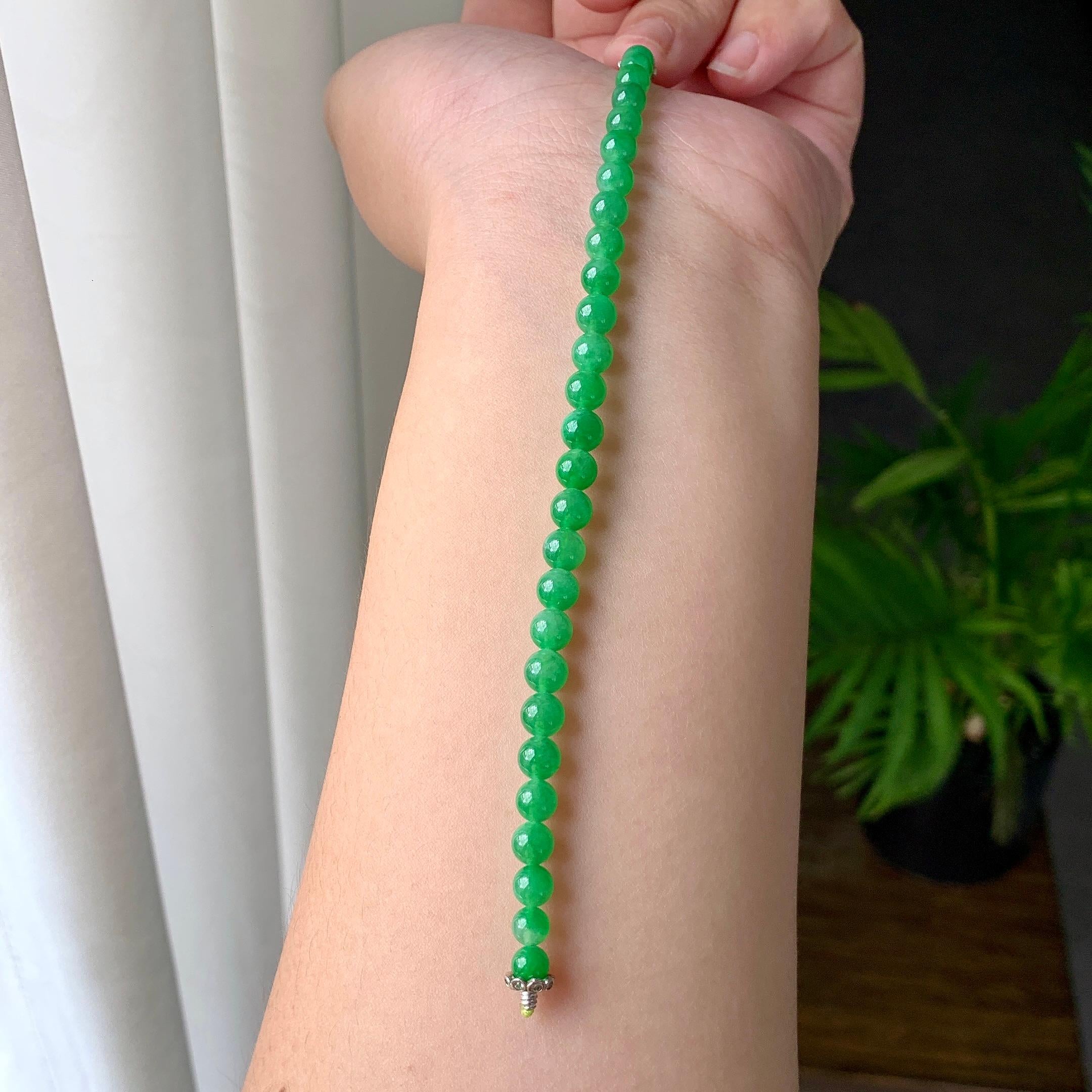 糯冰种满绿小米珠手链（yc221408）