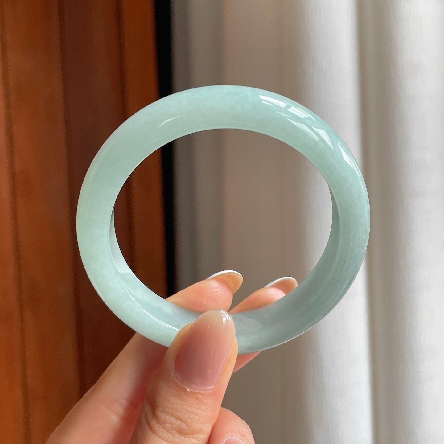 糯冰晴底翡翠平安镯（52.4mm)（yc369051）