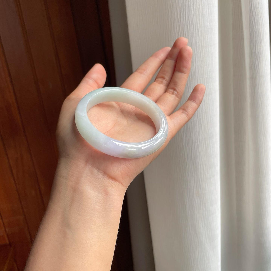 糯冰淡春彩翡翠平安镯（56.5mm）（yc377383）