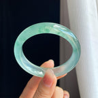 冰玻种飘花翡翠平安镯（55mm)（yc322780）