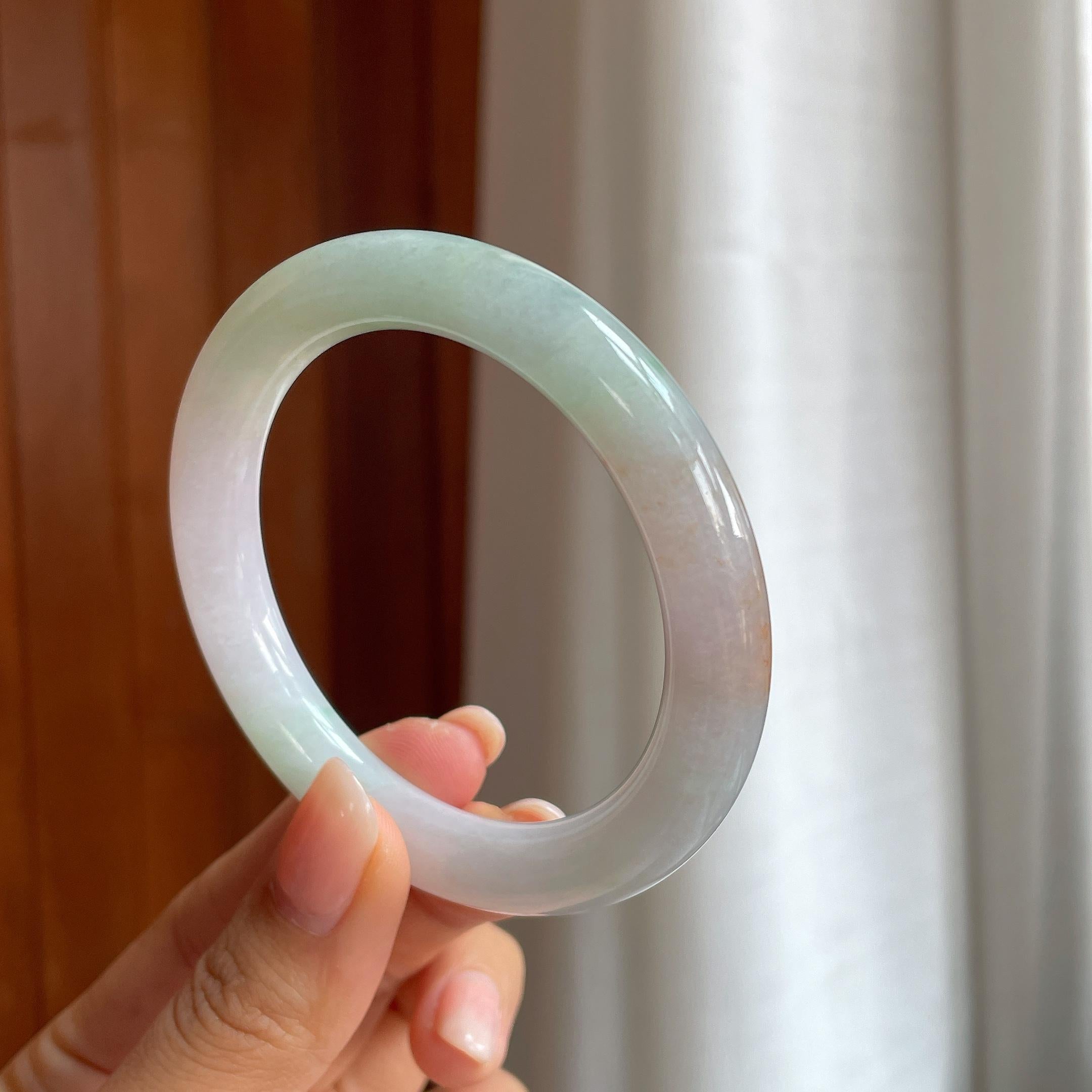 糯冰特色翡翠圆条手镯(55.3mm)（yc402822）