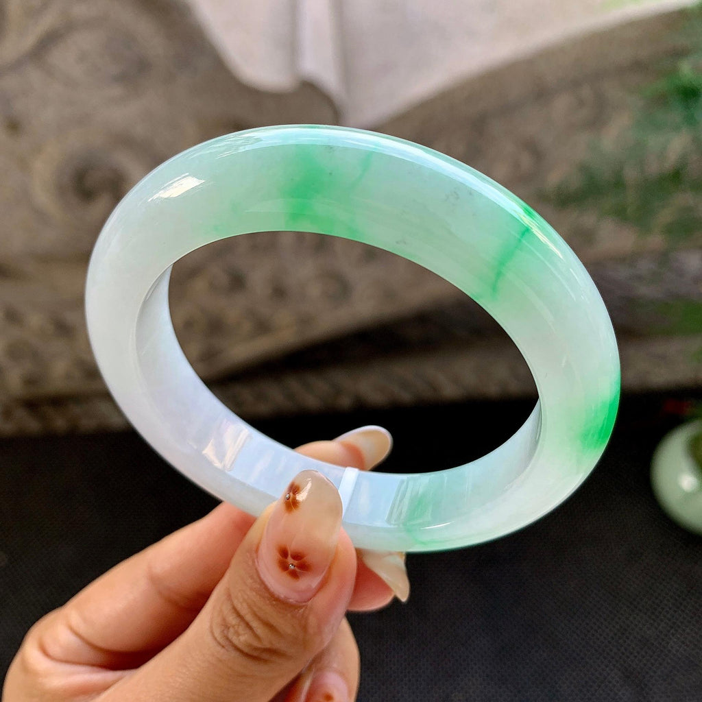 细糯种飘绿平安镯（56mm）（yc264525）