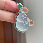 18k金镶冰种雪花棉翡翠葫芦（yc416223）