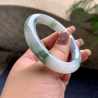 小圈口  细糯种紫罗兰飘蓝花圆条手镯  50.9圈口  天然缅甸A货翡翠（yc439191）