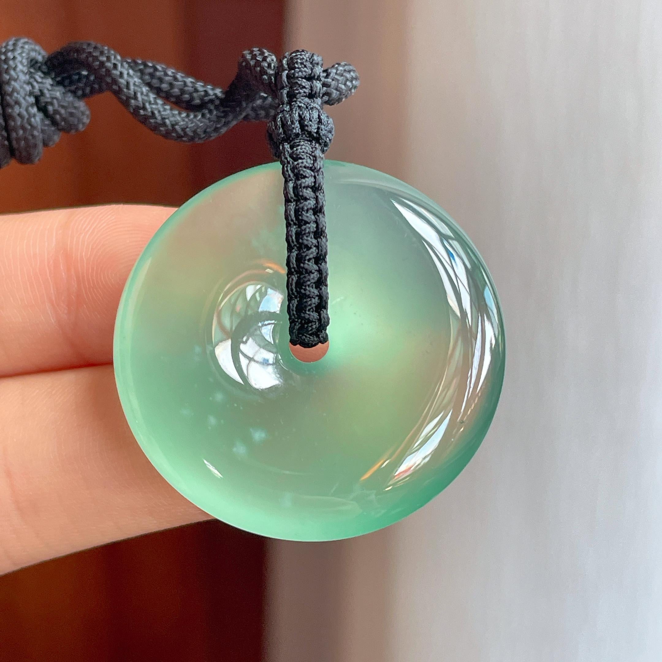 冰玻种晴绿底翡翠平安扣（yc344462）