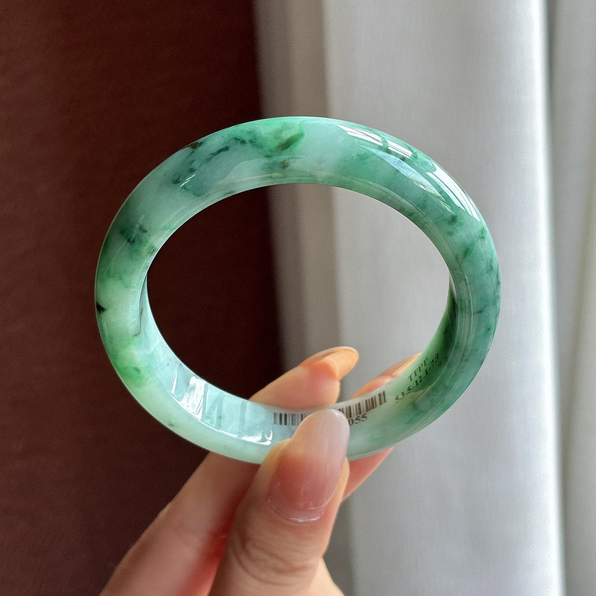 小圈口 细糯冰飘花正圈平安镯 53圈（yc774779）