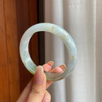 糯冰黄翡宽版翡翠平安镯（58mm)（yc417334）