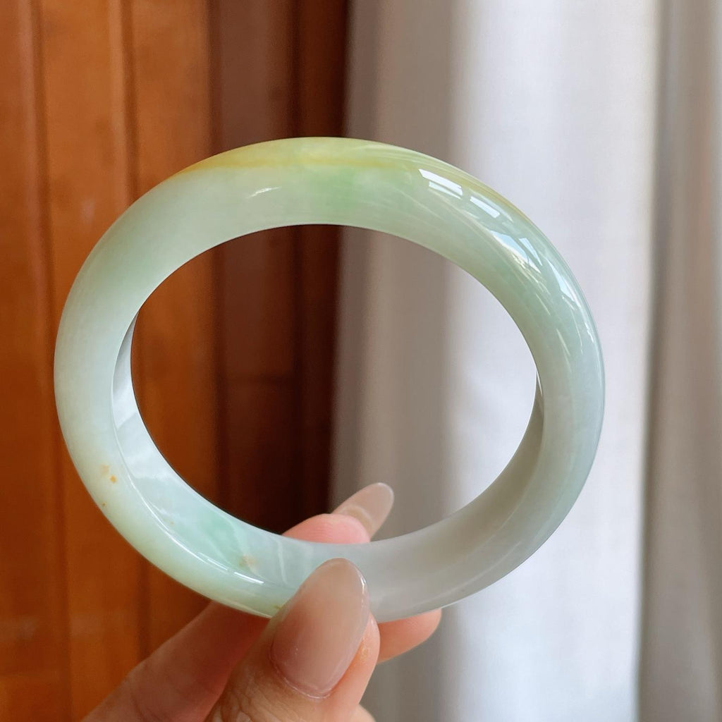 糯冰黄翡翡翠平安镯（60.5mm）（yc242099）