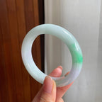 糯冰飘花翡翠平安镯（55.6mm)（yc342194）