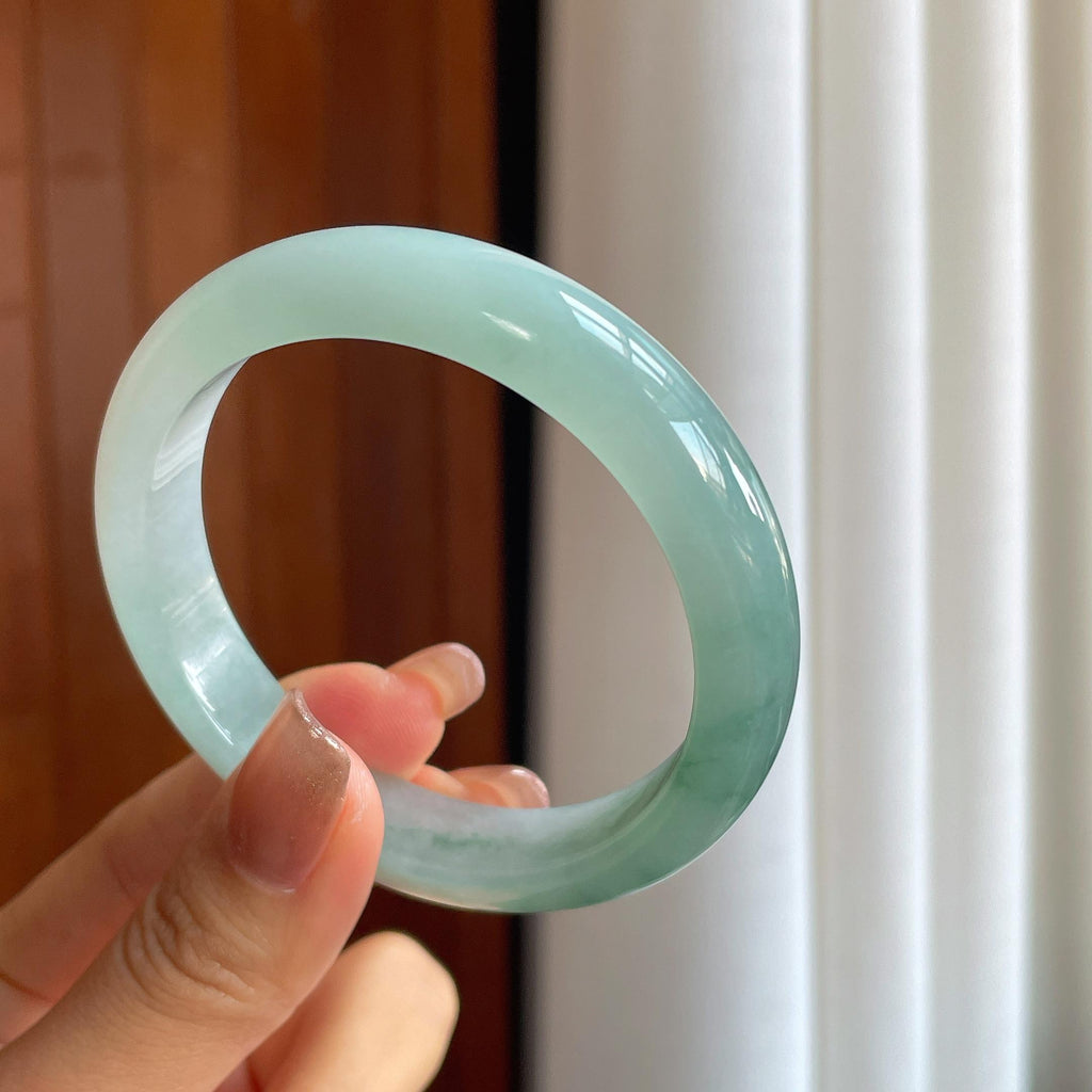 糯冰飘花翡翠平安镯（56.5mm）（yc366944）