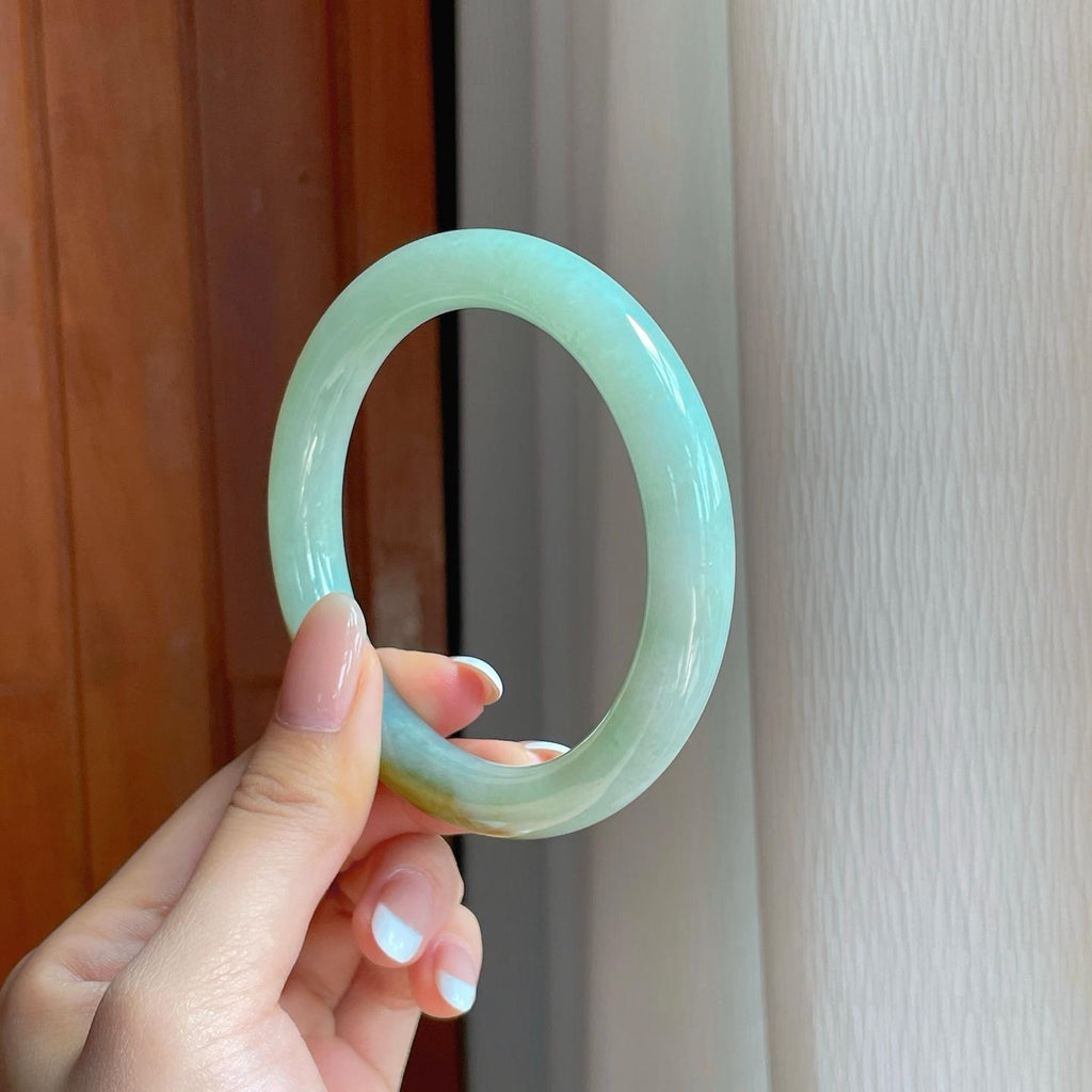 糯冰黄翡翡翠圆条手镯（60.5mm)（yc374708）