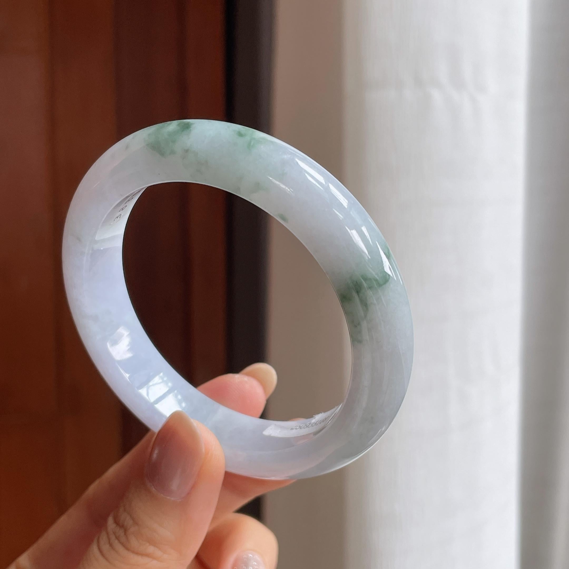 糯冰飘花翡翠平安镯（56.5mm）（yc423116）