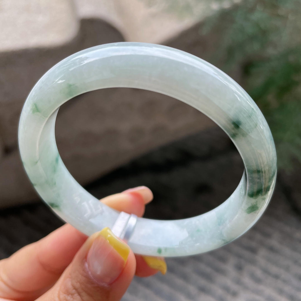 细糯种飘花正圈平安镯55.2圈     天然缅甸A货翡翠（yc366498）